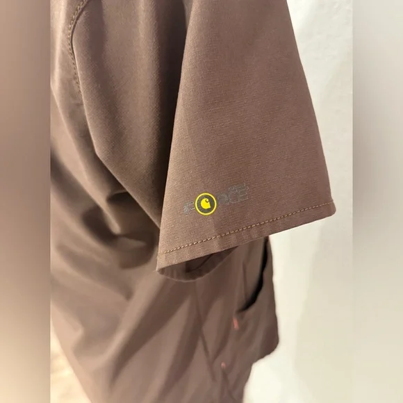 Carhartt Women’s Brown Scrub Top Utility Workwear Short Sleeve Size Small - Picture 6 of 7